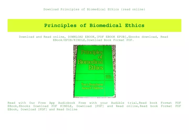Ppt download principles of biomedical ethics read online powerpoint