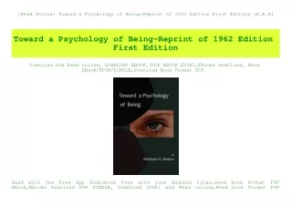 read online toward a psychology of being reprint