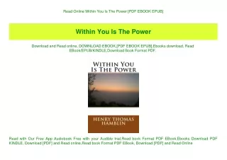 read online within you is the power pdf ebook epub