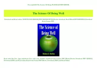 Free [epub]$$ The Science Of Being Well READ PDF EBOOK