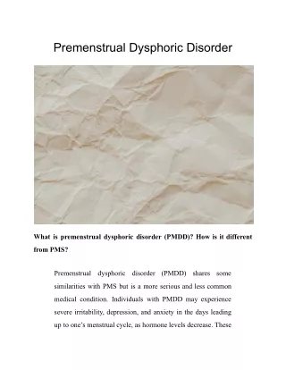 premenstrual dysphoric disorder