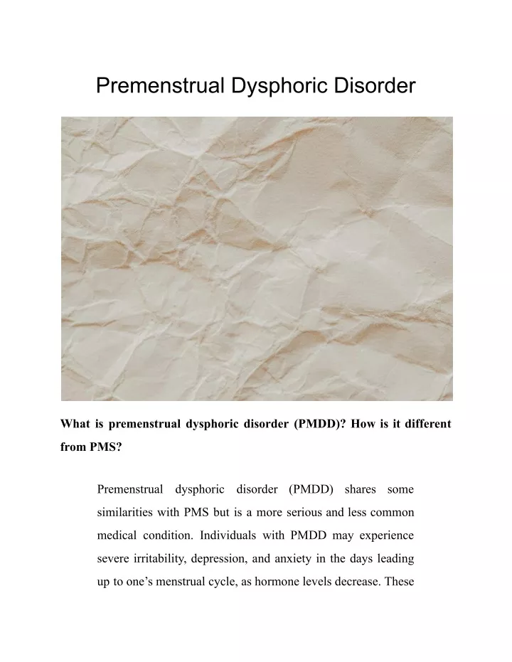 premenstrual dysphoric disorder