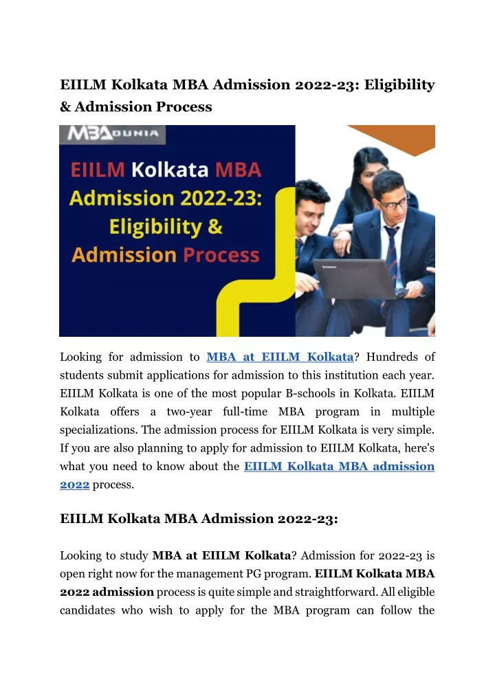 eiilm kolkata mba admission 2022 23 eligibility