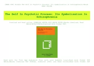 [READ PDF] Kindle The Self In Psychotic Process Its Symbolization In Schizophrenia Ebook READ ONLINE