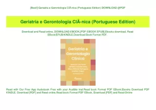 [Best!] Geriatria e Gerontologia ClÃƒÂ­nica (Portuguese Edition) DOWNLOAD @PDF