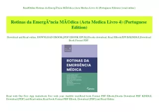 ReadOnline Rotinas da EmergÃƒÂªncia MÃƒÂ©dica (Acta Medica Livro 4) (Portuguese Edition) {read online}