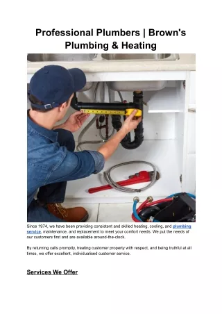 Professional Plumbers _ Brown's Plumbing & Heating