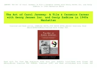 (EBOOK The Art of Carol Janeway A Tile & Ceramics Career with Georg Jensen Inc. and Ossip Zadkine in 1940s Manhattan EBo