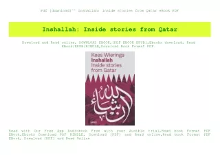 Pdf [download]^^ Inshallah Inside stories from Qatar eBook PDF
