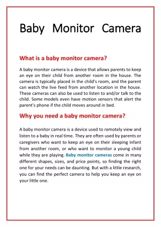 Baby Monitor Camera