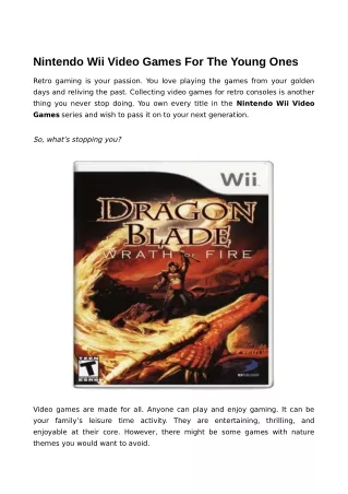 Purchase Nintendo Wii Games from Retro Gaming Store — Voomwa