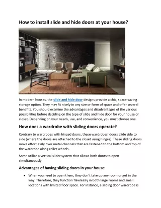 how to install slide and hide doors at your house