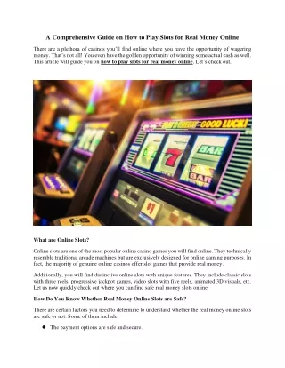 a comprehensive guide on how to play slots
