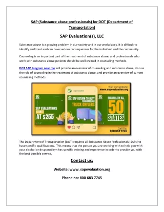 #DOT SAP Program near me Marietta| 30067 | 800 683 7745