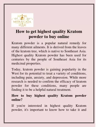 Highest Quality Kratom Powder