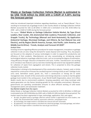 waste or garbage collection vehicle market