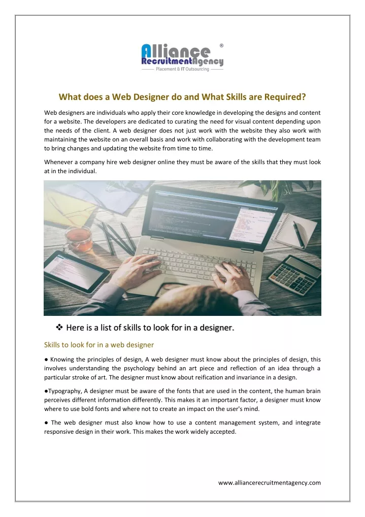 what does a web designer do and what skills