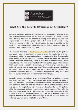 What Are The Benefits Of Visiting An Art Gallery