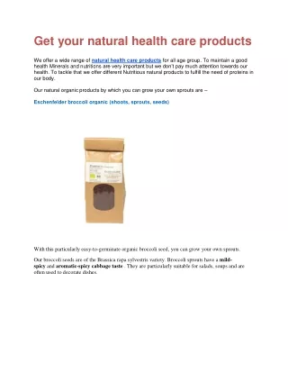 Get your natural health care products | W2W