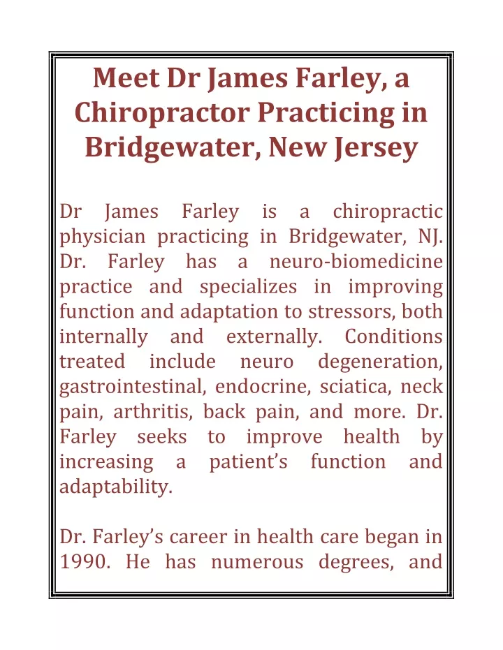 meet dr james farley a chiropractor practicing