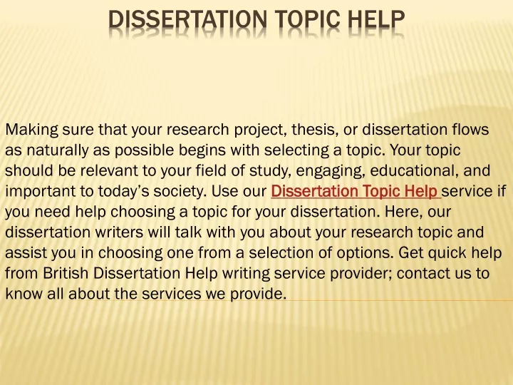 dissertation topic help