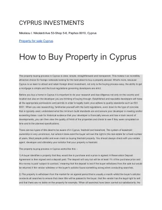 CYPRUS INVESTMENTS