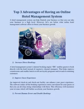 Top 3 Advantages of Having an Online Hotel Management System