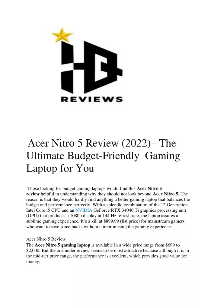 acer nitro 5 review 2022 the ultimate budget