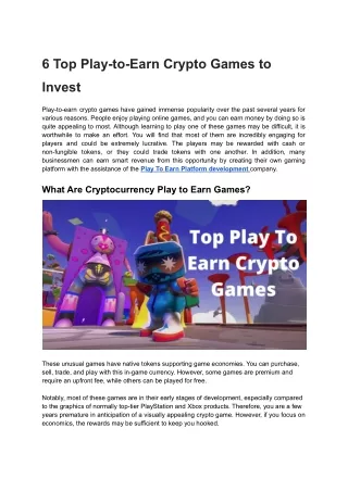 6 top play to earn crypto games to