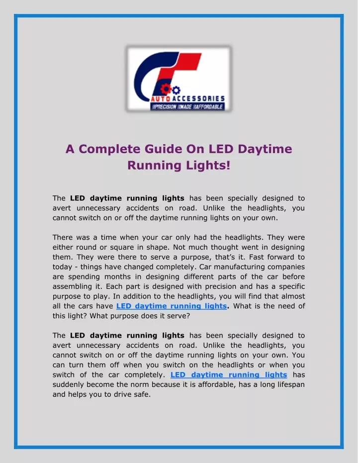 a complete guide on led daytime running lights