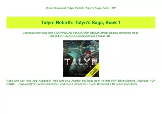 (Epub Download) Talyn Rebirth Talyn's Saga  Book 1 ZIP