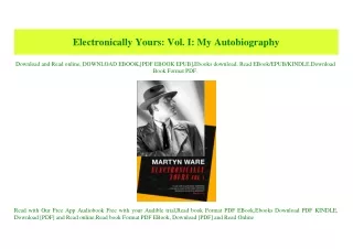 (READ-PDF!) Electronically Yours Vol. I My Autobiography [KINDLE EBOOK EPUB]