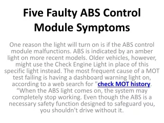 five faulty abs control module symptoms