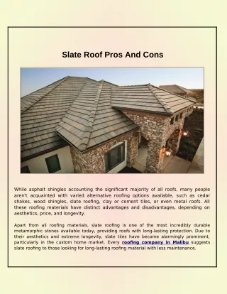 Benefits Of Installing A Slate Roof On A House