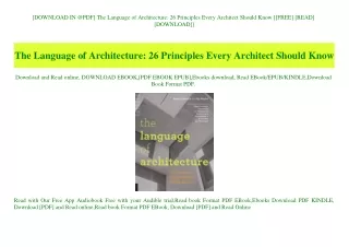 [DOWNLOAD IN @PDF] The Language of Architecture 26 Principles Every Architect Should Know [[FREE] [READ] [DOWNLOAD]]