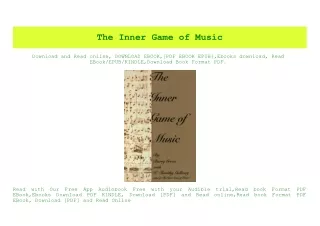 (READ)^ The Inner Game of Music [PDF EPuB AudioBook Ebook]