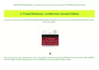 [PDF] DOWNLOAD READ A Visual Dictionary Architecture Second Edition ^DOWNLOAD E.B.O.O.K.#