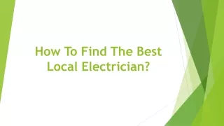 How To Find The Best Local Electrician