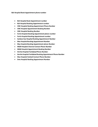 blk hospital book appointment phone number
