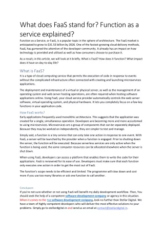 what does faas stand for function as a service