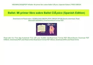 ^#DOWNLOAD@PDF^# Ballet Mi primer libro sobre Ballet ClÃƒÂ¡sico (Spanish Edition) FREE EBOOK