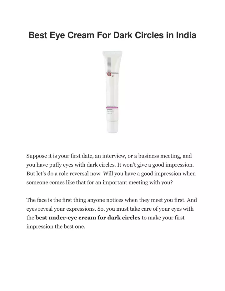 best eye cream for dark circles in india