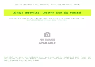 Download [ebook]$$ Always Improving Lessons from the samurai [EBOOK]