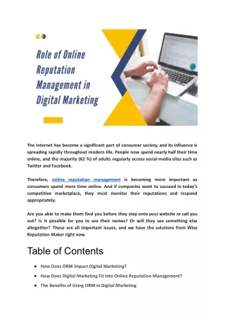 Online Reputation Management