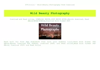#^R.E.A.D.^ Wild Beauty Photography Free Download
