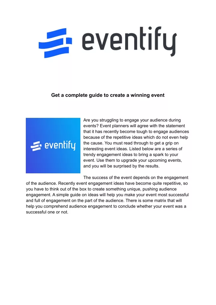 get a complete guide to create a winning event