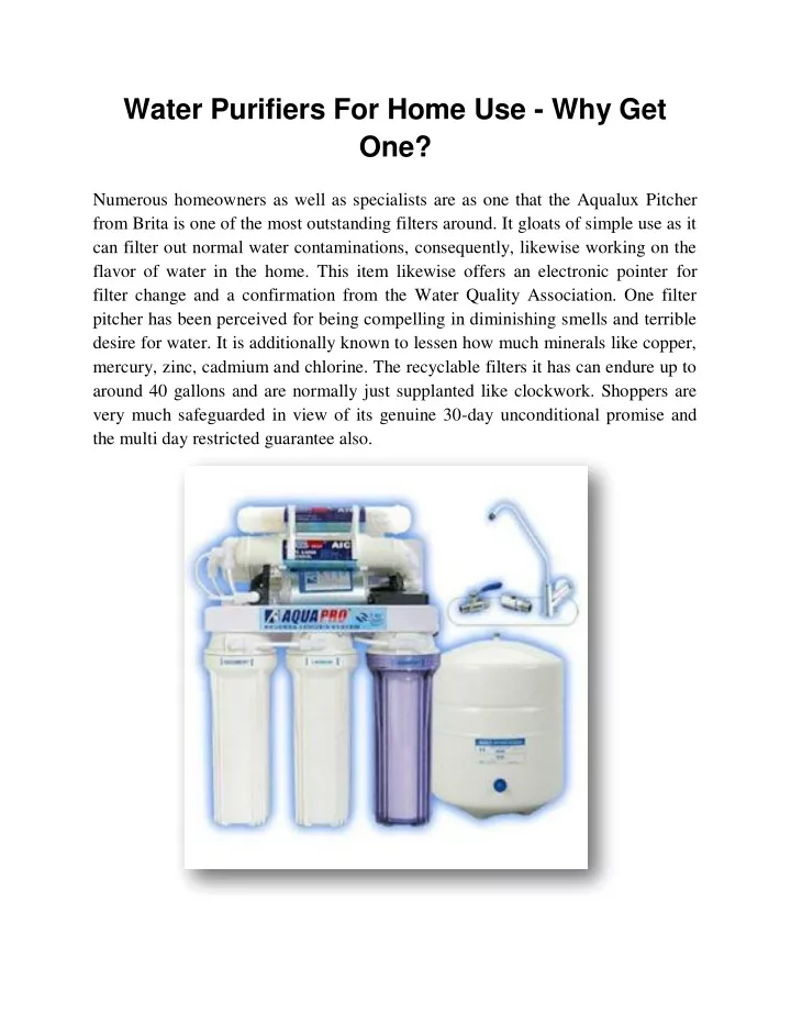 water purifiers for home use why get one