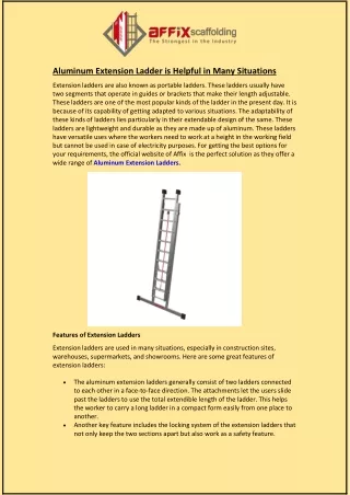 aluminum extension ladder is helpful in many