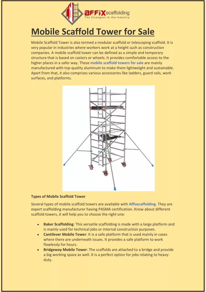 mobile scaffold tower for sale