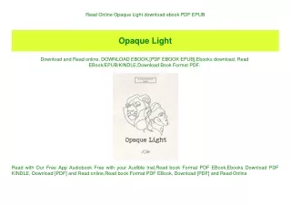 Read Online Opaque Light download ebook PDF EPUB